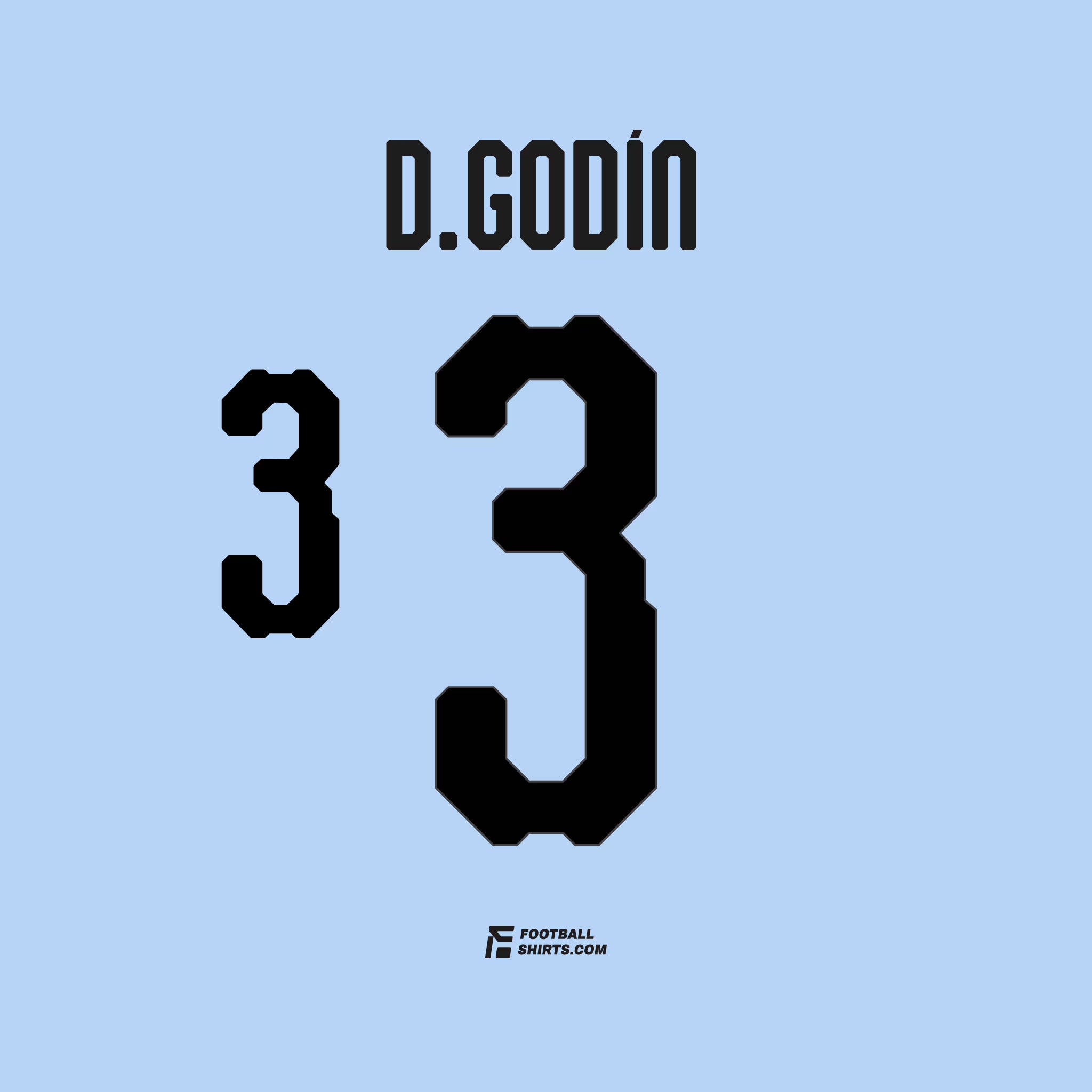 2018-2019 Uruguay Heim/Auswärts D.Godín #3 | Offizieller Flock