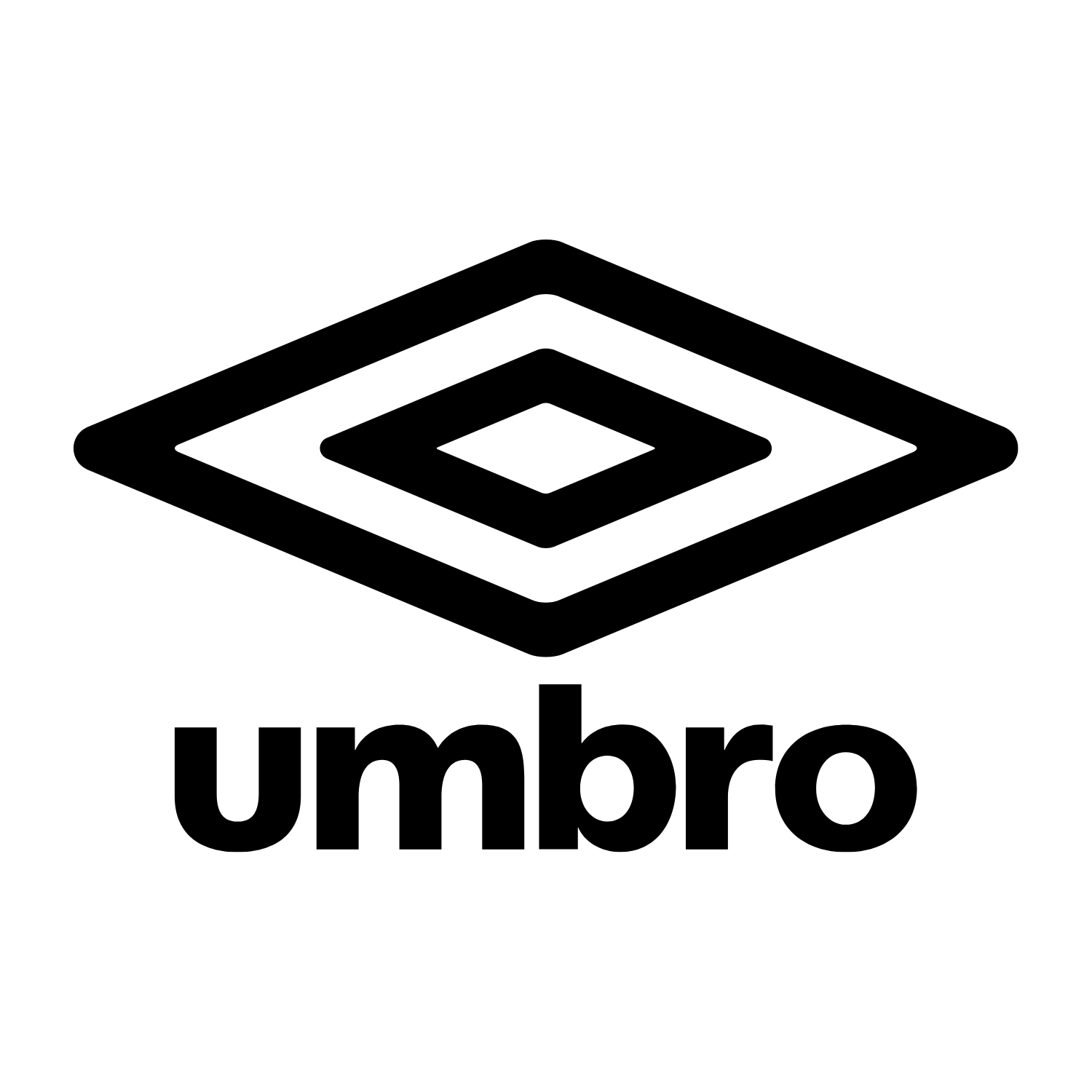 Schwarzes Umbro Markenlogo (2025) – ikonischer englischer Fußballtrikot-Hersteller.